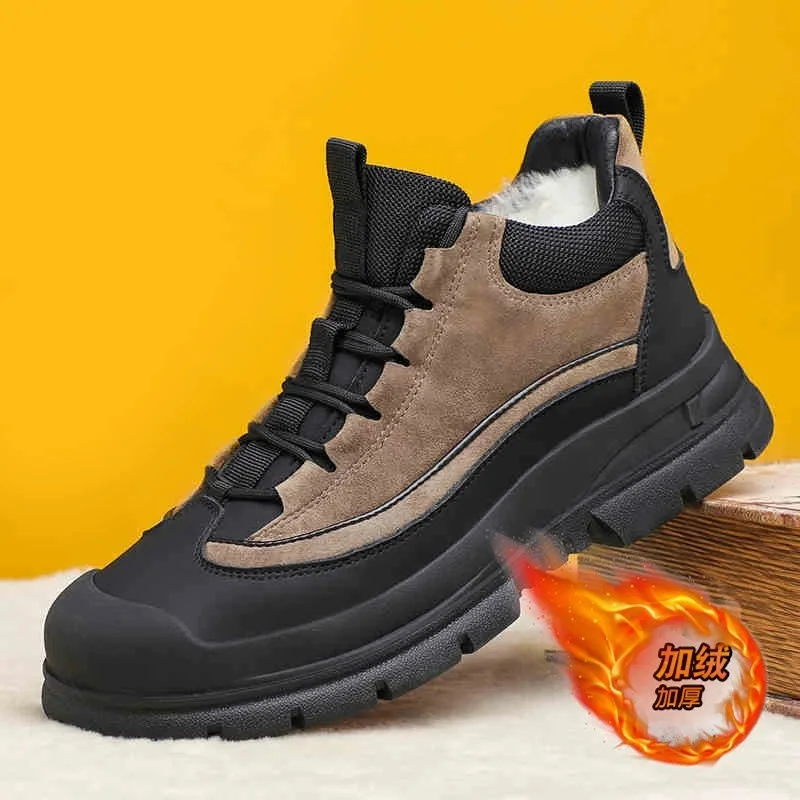

Winter Men's Snow Boots Fashionable Plush Cotton Shoes for Men Trend Comfort Keep Warm Platform Ankle Boots for Men Botas Hombre
