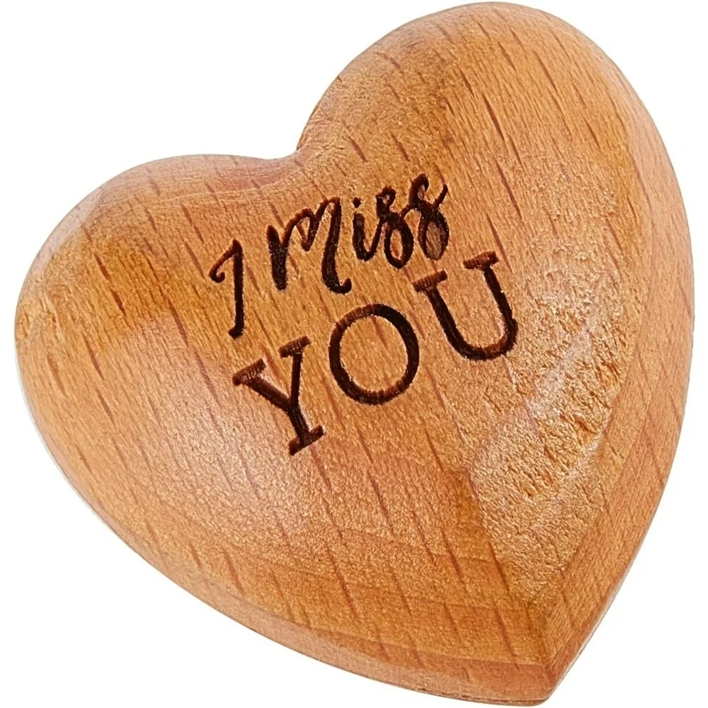 I Miss You Wooden Heart Ornaments Tiny Hug Token Solid Olive Wood Heart Special Hand Holding Lucky Charm Gift Thinking of You