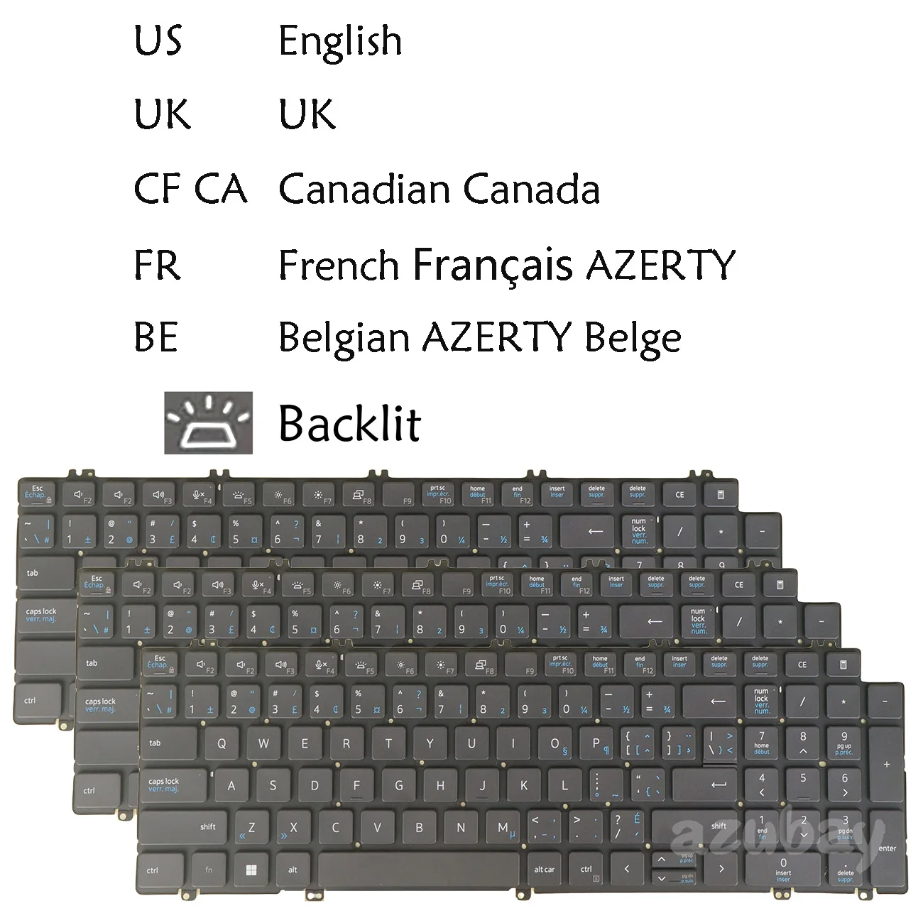 US English Belgian French AZERTY UK Canadian Keyboard for Dell Latitude 5520 5521 3540 5530 5531 5540 DLM20F9  0N7N16 Backlit