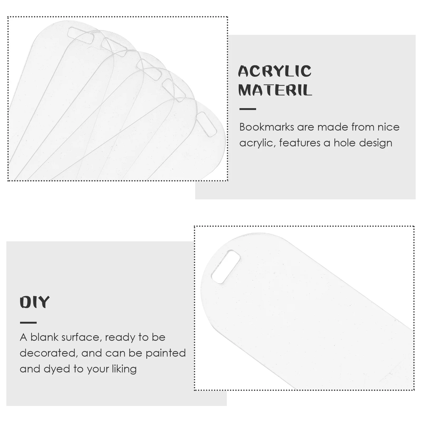 10 Pcs DIY Blank Bookmark Acrylic Rectangular Bookmarks Blanks Label Craft Teacher Bulk Students Reading Clear Exquisite