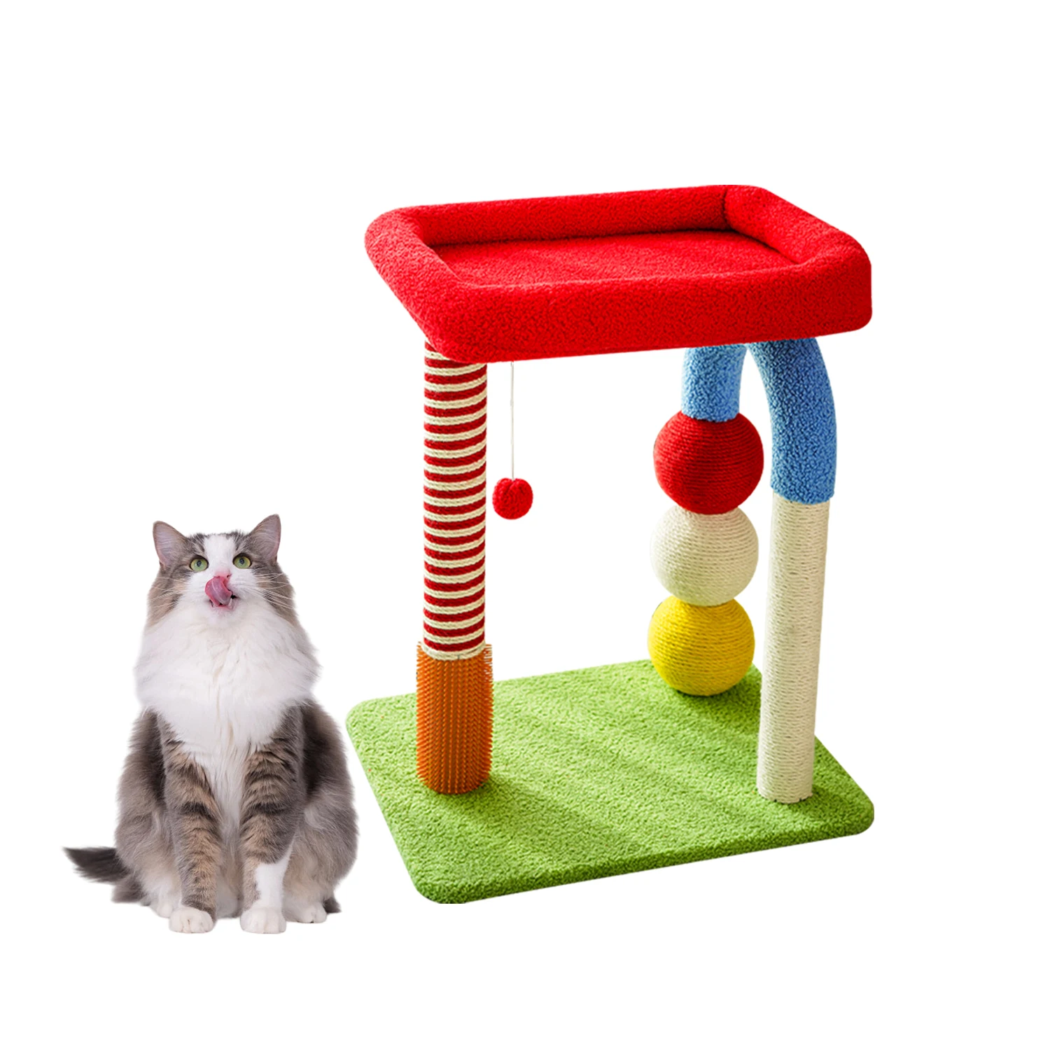 

Kitten Tree for Indoor Cats, Cat Tower with Scratching Post, Modern Cat Furniture for Playing and Rest, Colorful Cat Climbing Frame