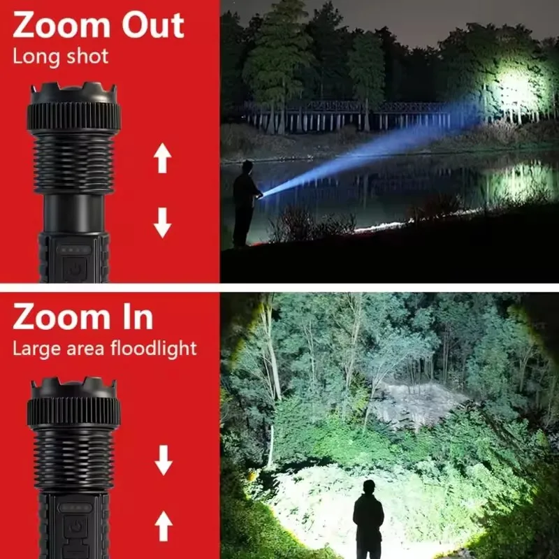 Powerful Rechargeable LED Flashlight Zoomable Handheld Torch for Outdoor Camping Night Work Emergency Lighting image 3
