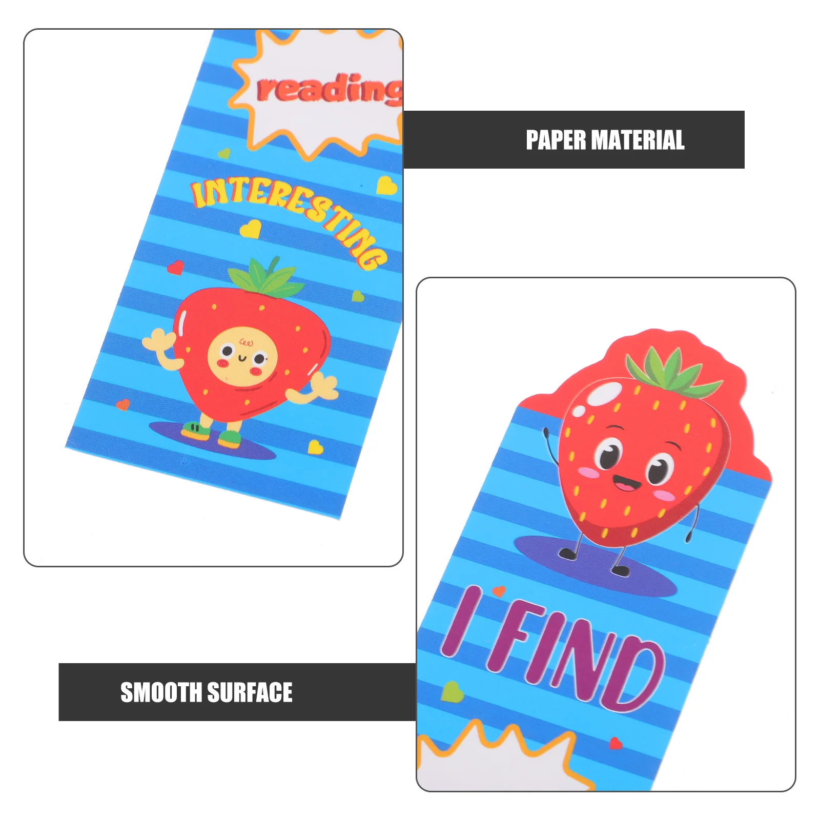 Cartoon Fruits Bookmarks for Kids, Marcadores de página para estudantes, Classificar papel Bookmarks