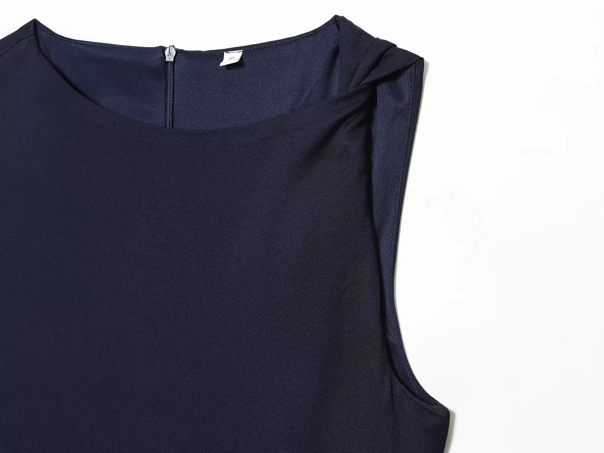 BSAY klinknagel decoratie Asymmetrische mini-jurk 2025, volledig nieuw Frankrijk chique vrouwelijke ritssluiting aan de achterkant Ronde hals mouwloos vestjurk mujer