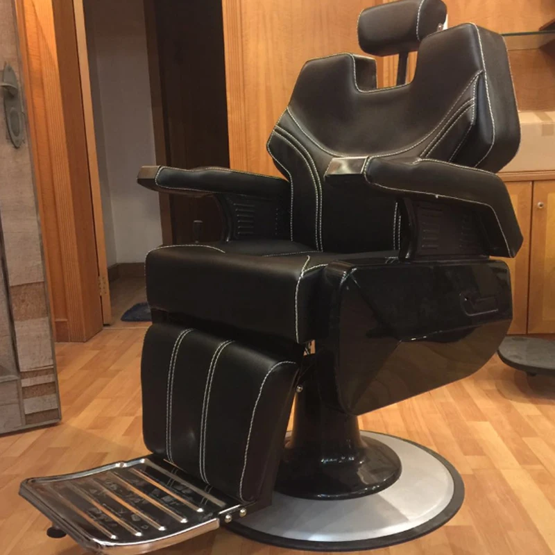 ROYAL Baroque Vintage Antique Barber Chair Painted Aluminum Chassis Leather Trim Sponge Padding