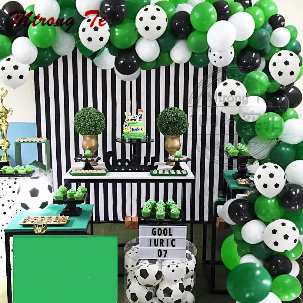 1Set Soccer Party Balloon Garland Arch Kit Green Black For Football Decoration Air Gobos Kids Toys World Game Supplies Ball