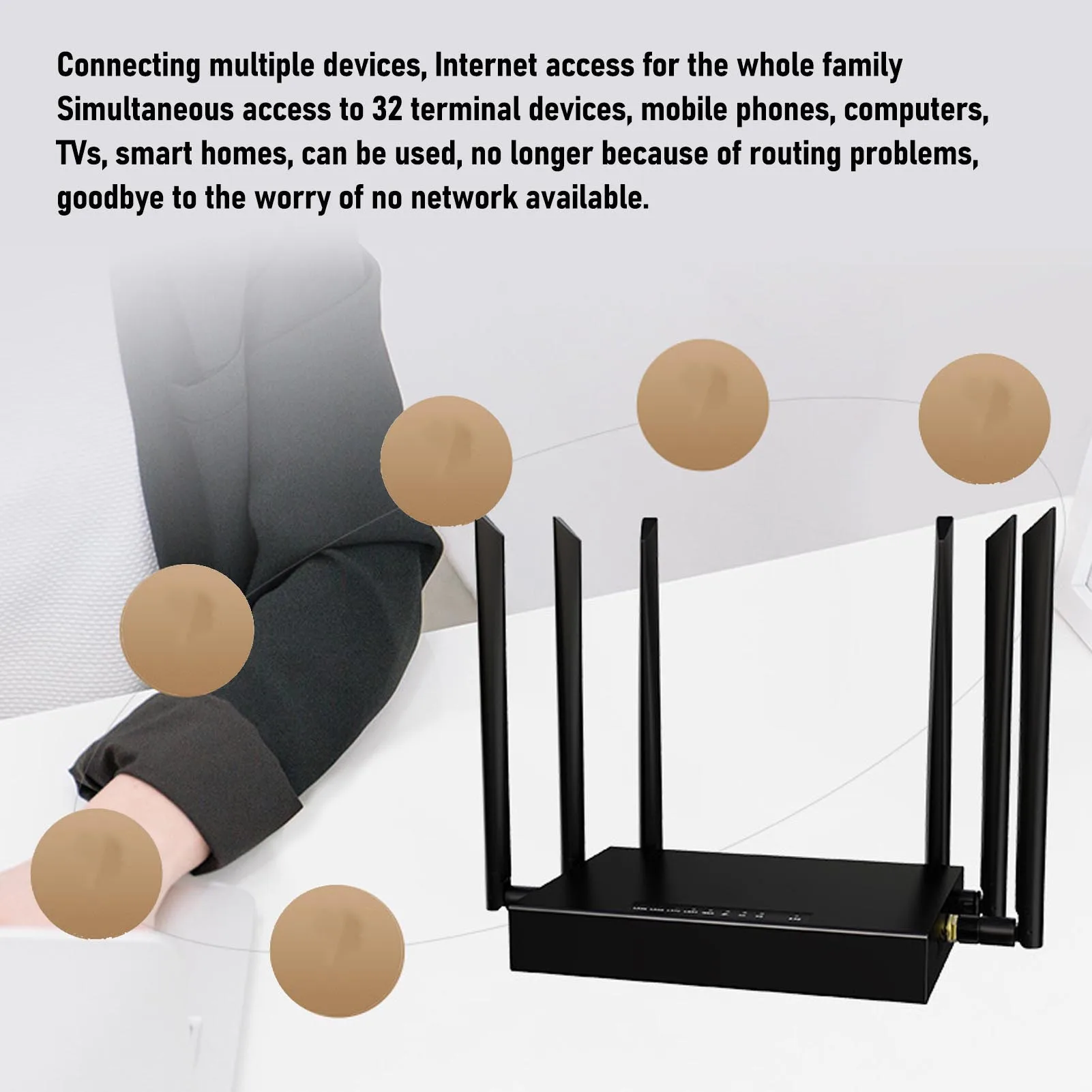 4G LTE Modem Router entsperrt 4G LTE Modem Router 300 Mbit/s 2,4 G 5 LAN WLAN Router mit 1 SIM-Kartensteckplatz 8 Antennen für 32 Geräte