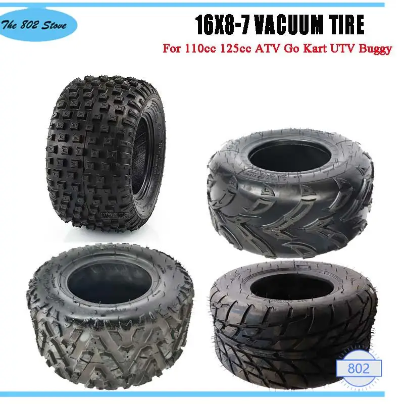 16x8-7 Off-road Vacuum Tyre 16*8.00-7 Thickened Tubeless Tire For 110cc 125cc ATV Go Kart UTV Buggy Electric Quad Bike Wheel