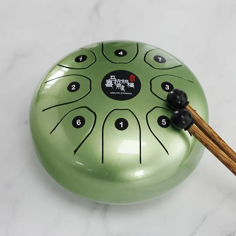 Green color 5.5" steel tongue drum  handpan with free case and mallets