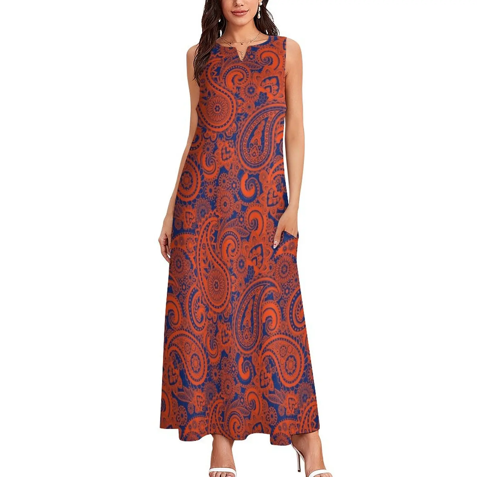 Paisley Game Day Dress Florida Blue and Orange Long Dress woman dress african dresses for woman