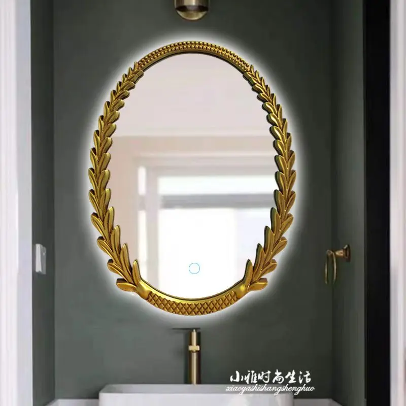 Vintage european-style bathroom carved mirror vanity mirror wall-mounted decorative french bathroom mirror
