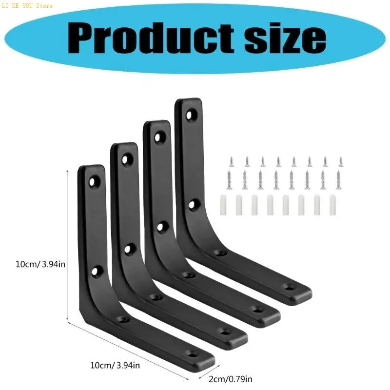 W3je 4PCS Heavy Duty Wall Mount Bloßschelfklammern für Küchenbüro und Garage