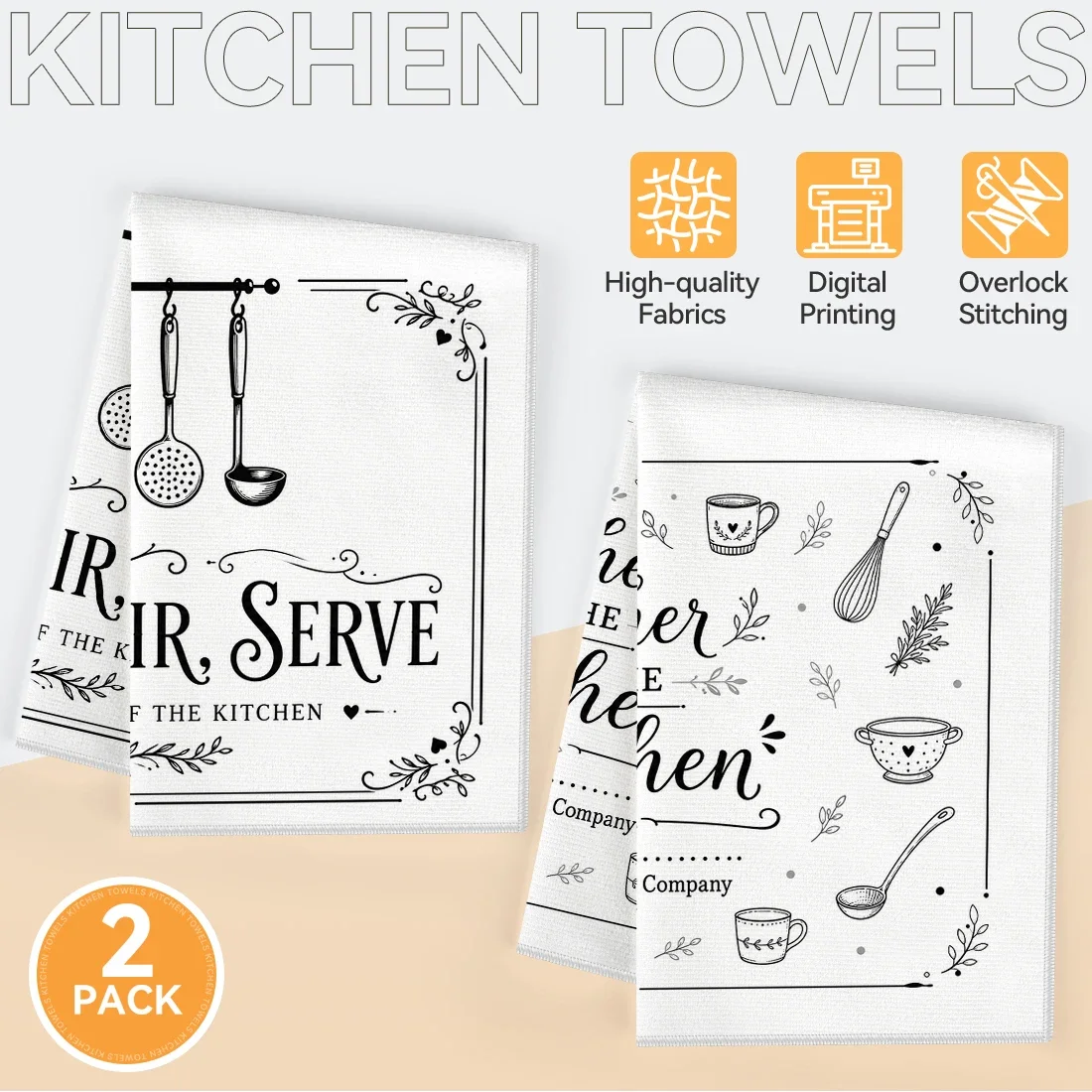 2pcs Set Kitchen Towels H Drawn Kitchenware PatternHand Towels Christmas Decorations For Home Noel Dish Towels Gifts