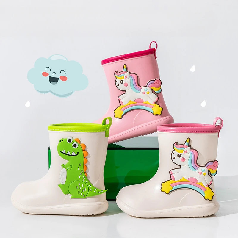 Boys Girls Adorable Bear Waterproof Rain Shoes, Wear-resistant Non-slip Galoshes for Toddlers