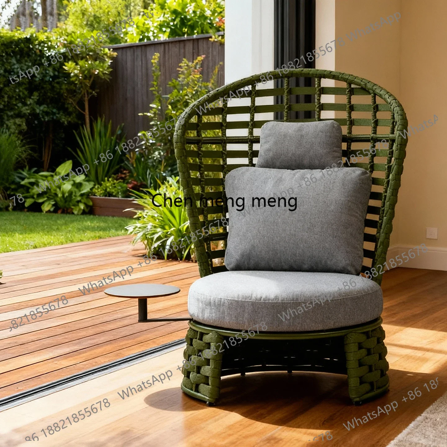 

New Outdoor Rattan Woven Courtyard European Style Rattan Chair Balcony Leisure Sofa Chair High Back Homestay