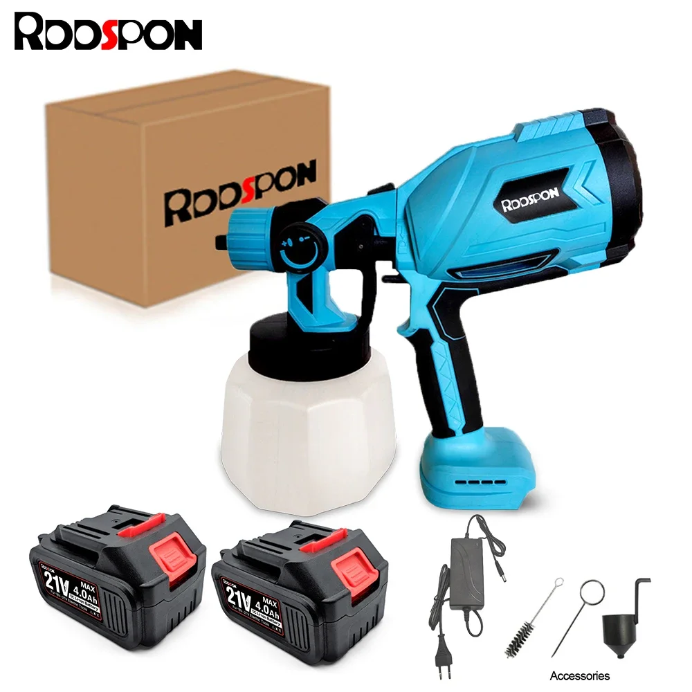 rddspon pistola de pintura eletrica sem fio steel coating airbrush moveis auto pulverizador compativel para makita 18v bateria 1000ml 01