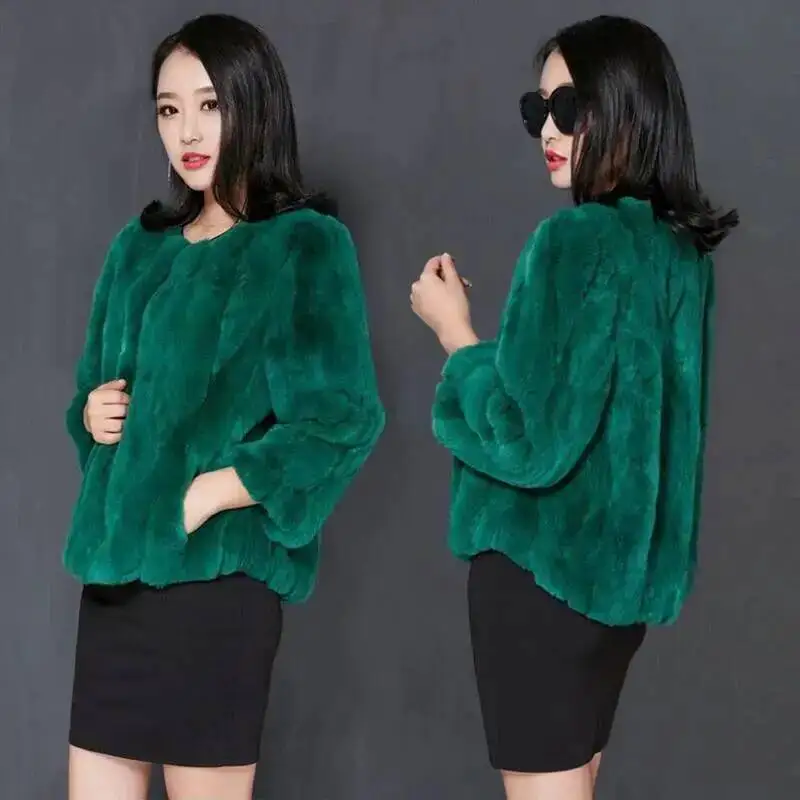 New Style Genuine Real Rabbit Fur Coat Clothes Women Winter 100% Natural Fur Jacket Female Warm High Quality Fur Coat Plus Size