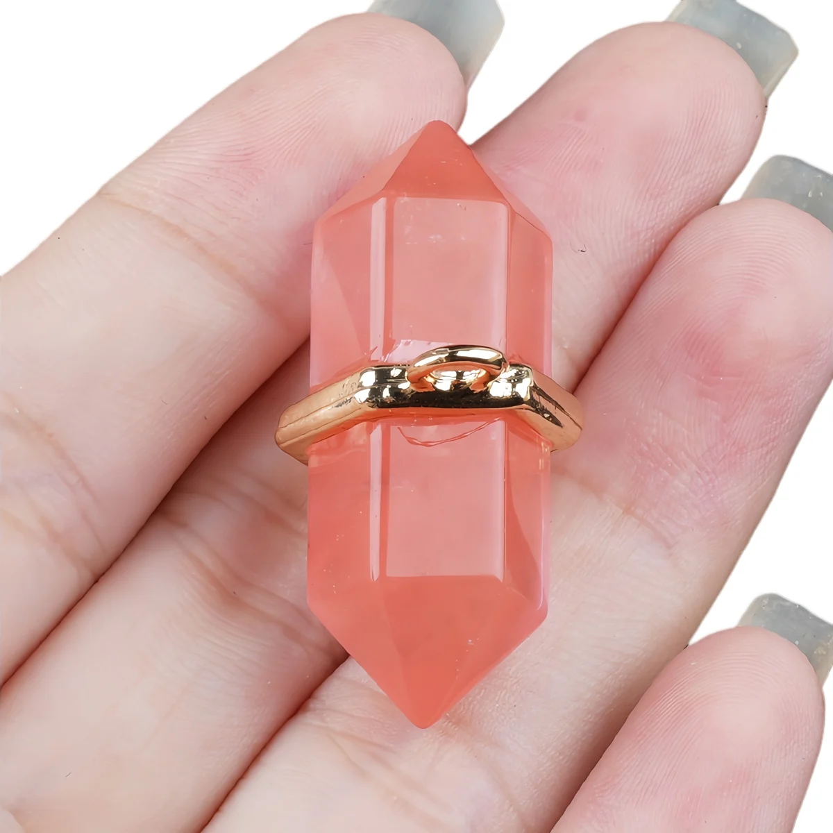 شفاء شقرا الكرز الكوارتز مزدوجة إنهاء سداسية الأحجار الكريمة قلادة لصنع المجوهرات النساء الرجال اليوغا قلادة سحر #2