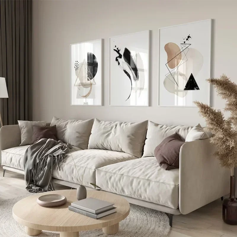 Light Colours Neutral Abstract Art Canvas Painting Modern Nordic Fashion Minimalist Poster Bedroom Gallery Frameless Wall Art