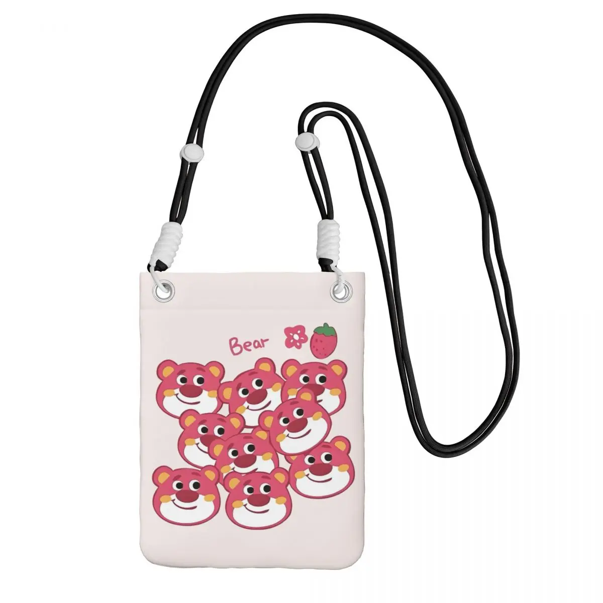مخصص Lotso حقيبة الهاتف المحمول للرجال النساء الفراولة الدب الكرتون الكتف حقيبة كروسبودي مناسبة محفظة نسائية للعملات المعدنية محفظة صغيرة المحفظة