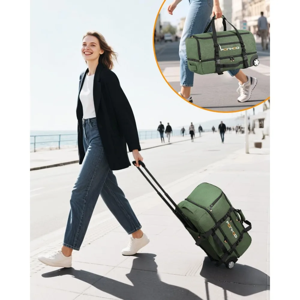 حقيبة كبيرة مقاومة للماء مع عجلات وحجرة أحذية للسفر للرجال