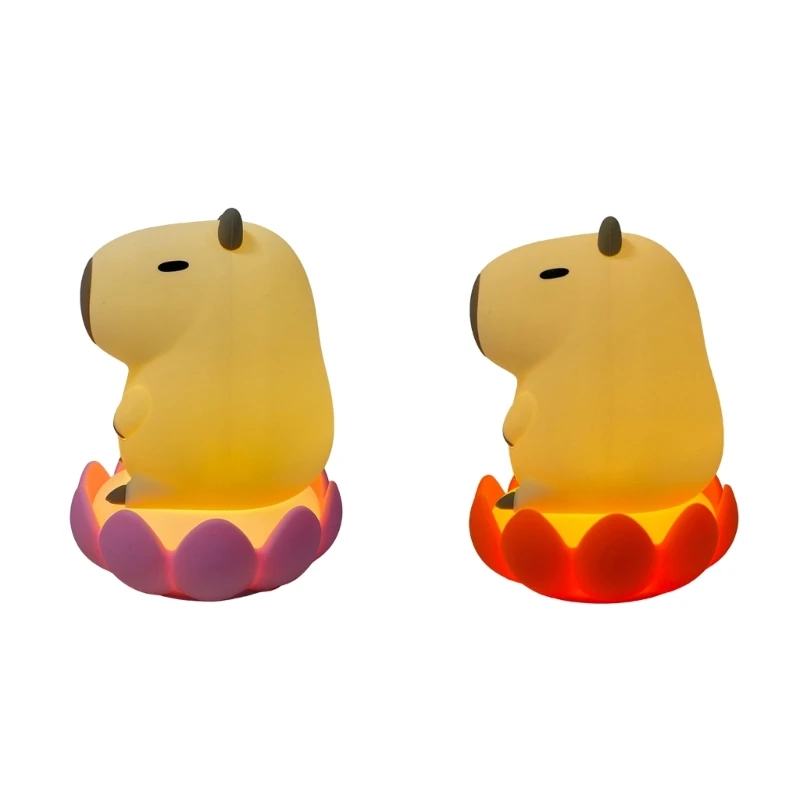 

Lovely Capybara Lamp Flower Base LED Night Light,Soft Silicone Animal Figurine Dropshipping