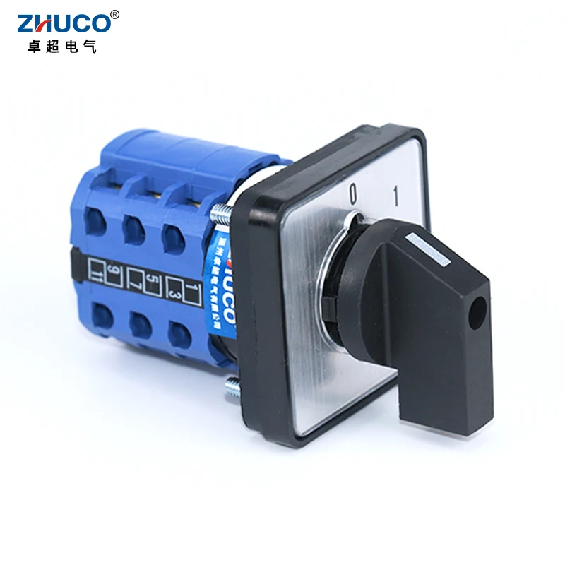 ZHUCO SZW26/LW26-20 Ui 660V 20A 3 Phase 12 Screw Terminals 4 Position Selector Changeover Cam Switch 64X64/48X48 mm Panel Mount