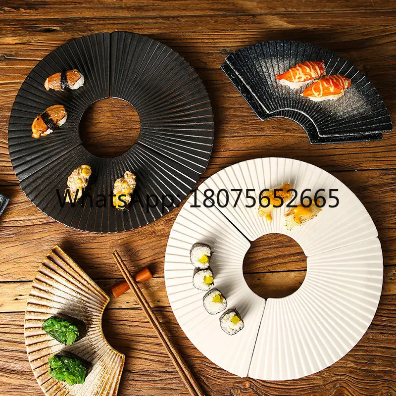 Antique fan-shaped plate, zen Chinese dessert, moon cake plate, tray, tea break, table setting, dim sum, stove making tea