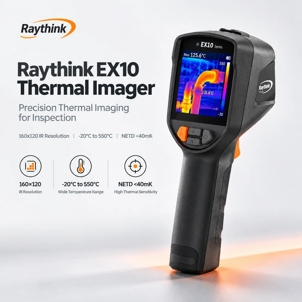 Raythink EX10 Handheld Thermal Imager 160x120 550°C 25Hz for HVAC Troubleshooting Circuit Inspection Motor Building Maintenance