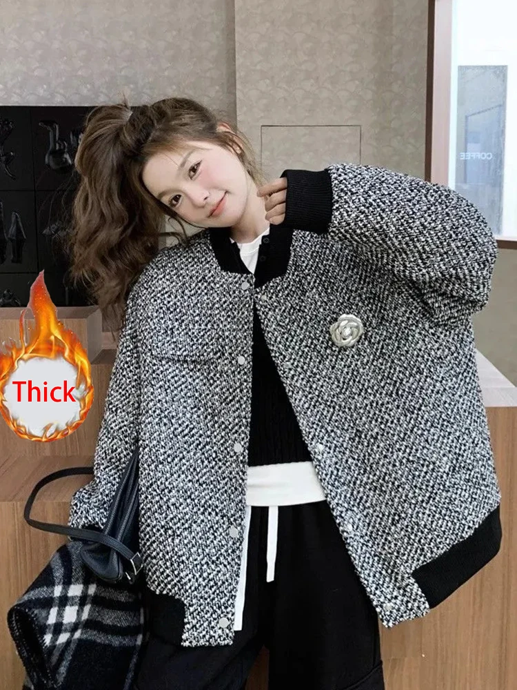 

Zoki зимняя теплая винтажная бейсбольная куртка женская свободная консервативная стильная милая 3D пальто с цветочным принтом корейская ретро женская верхняя одежда с длинными рукавами