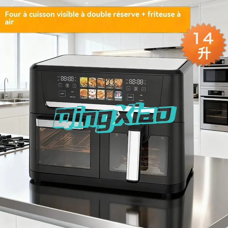14L Dual Air Fryer Oven Digital Display Oil Free Healthy Cook 2 Foods At Same Time Dishwasher Safe Parts For Home Commercial Use