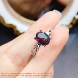 FS S925 Sterling Silver Inlay 7*9 Natural Black Opal Fashion Ring for Women Fine Charm Weddings Jewelry With Certificate MeiBaPJ