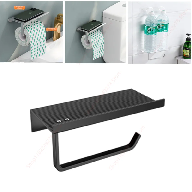 Aluminum Alloy Toilet Paper Holder Stand Bathroom Accessories Kitchen Wall Hanging Storage Hook Tissue Toilet Paper Roll Holder