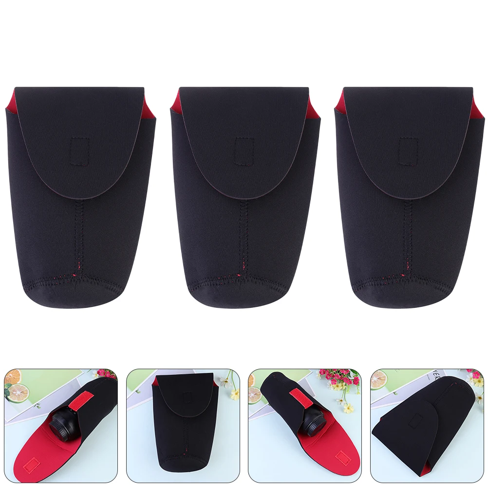 

3pcs Camera Lens Bag Red Black Waterproof Pouch Shockproof Case Dive Material Neoprene Dust Bump Scratch Protection