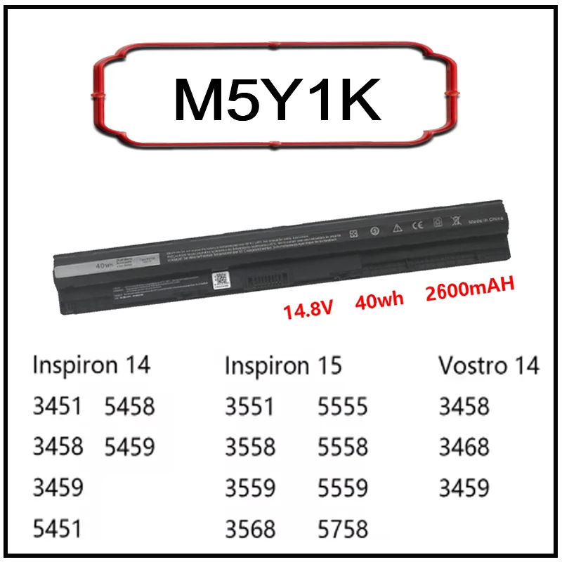 Batería para Portátil M5Y1K 40WH para Dell Inspiron 14 15 17 Serie 5559 3451 3459 3458 3559 5459 5458 5555 5558 Vostro 14 5455 3568