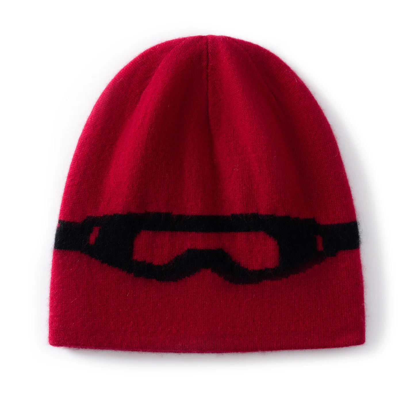 KOIJINSKY 35% Cashmere Knit Beanie Creative Goggle Pattern Jacquard Soft Warm Straight Cut Winter Hat Casual Street Style for Wo