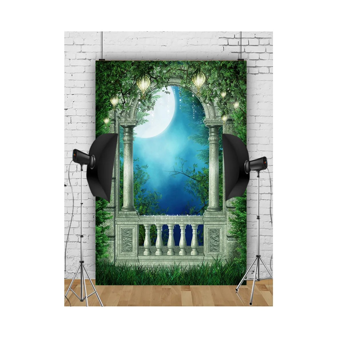 Castle Turret Ivy Cloud Wildflower Firefly Photography Background Enchanted Tree Rainbow Arch Brook Photo Studio Backdrops AB-03