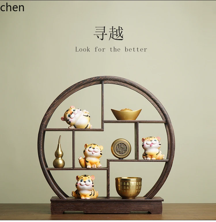 YXY Office Little Tiger Ornament Living Room Entrance Creative Home Wooden Decoration