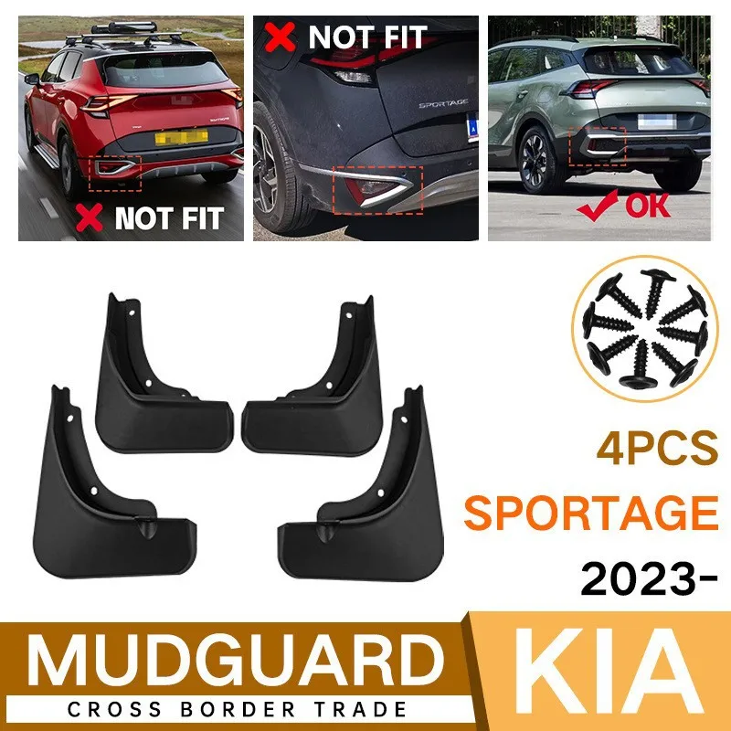 

For Kia Sportage 2023-2024 black car mudguard Reduce dust Resist tire dirt car accessories tools