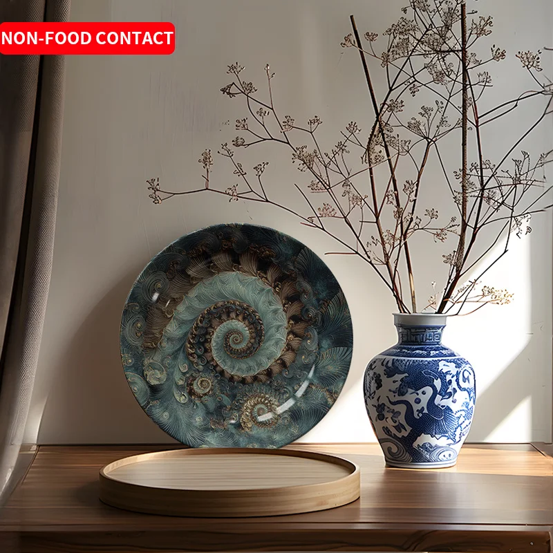 1pc Modern Minimalist Spiral Ceramic Decorative Plate - Non-Food Contact, Artistic Wall Hanging for Home, Living Room, Bedroom,