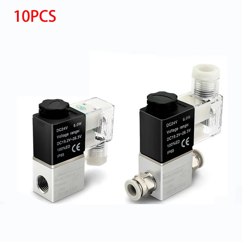 10pcs 2V025-08/06 For Air Solenoid Valve Pneumatic Control Valves Normally Closed DC 12V 24V 220V 110V 2 Way 2 Position