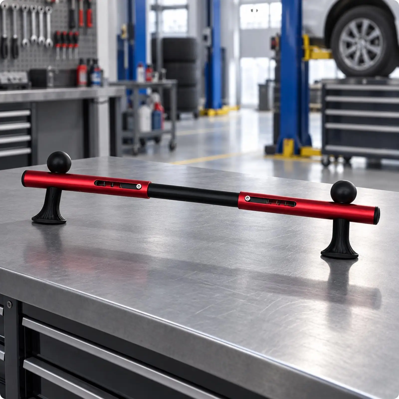 Aluminum Alloy Steering Wheel Positioning Tool with Level Gauge for Wheel Alignment Adjustable Bar for Accurate Steering