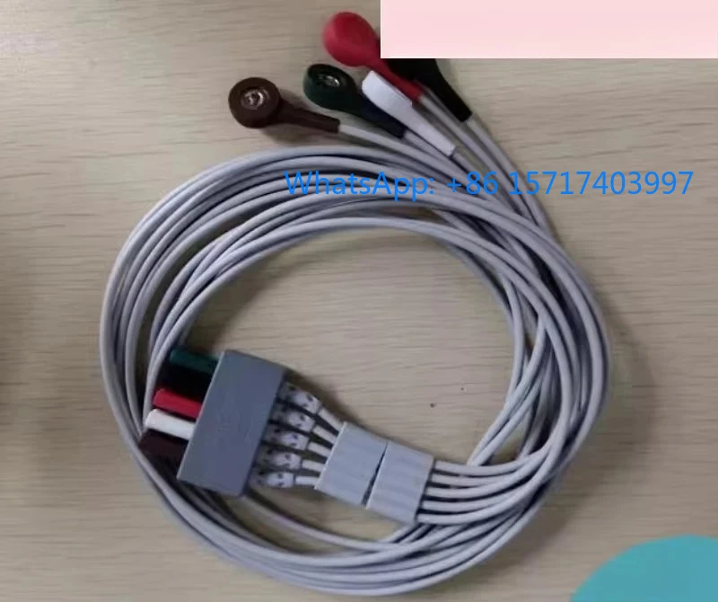 

Оригинальный кабель EL6501B, 5-канальный, для взрослых, с креплением Snap-on, AHA, кабель 009-004729-00