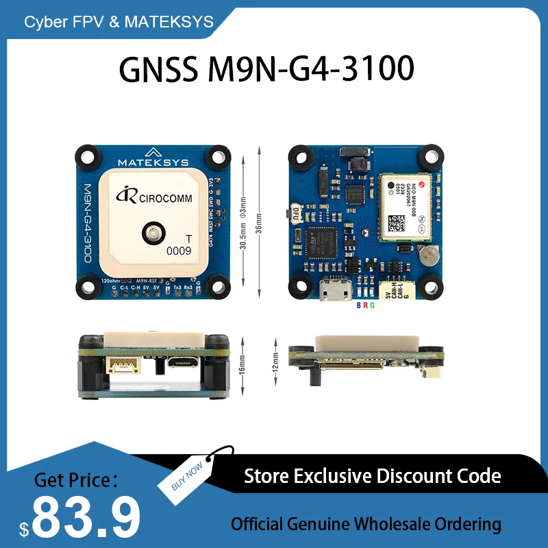 

MATEK Mateksys AP_Periph DroneCAN GNSS M9N-G4-3100