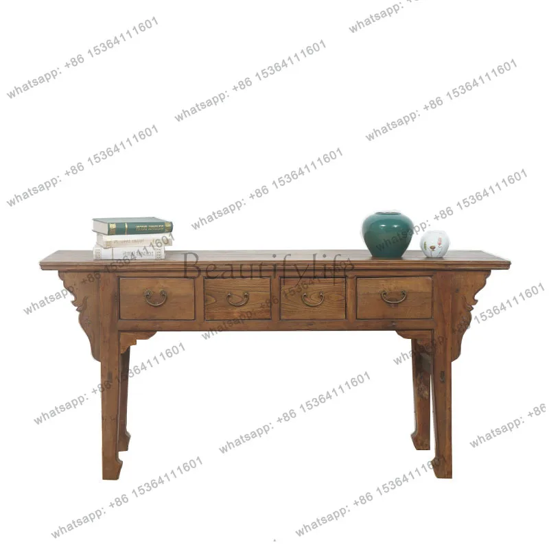 New Chinese solid wood entrance table retro old locker living room wall display cabinet
