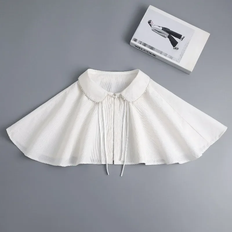 New Chinese Style Fake Collar for Womens Big Lapel Cape Shawl Vintage Cloud Shoulder False Collar Neck Small Cape