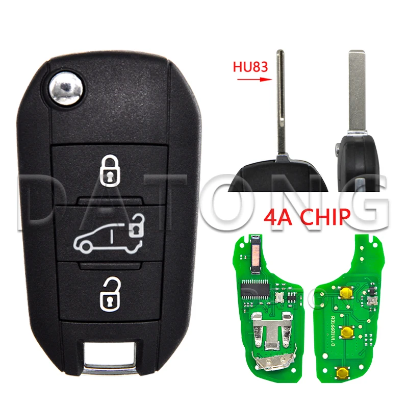 Datong World HUF8435 4A Chip 433.92MHz Flip Key Car Remote Key P/N 98 139 654 77 For Peugeot 308 508 3008 4008 Citroen C3 C5 C6 image 3