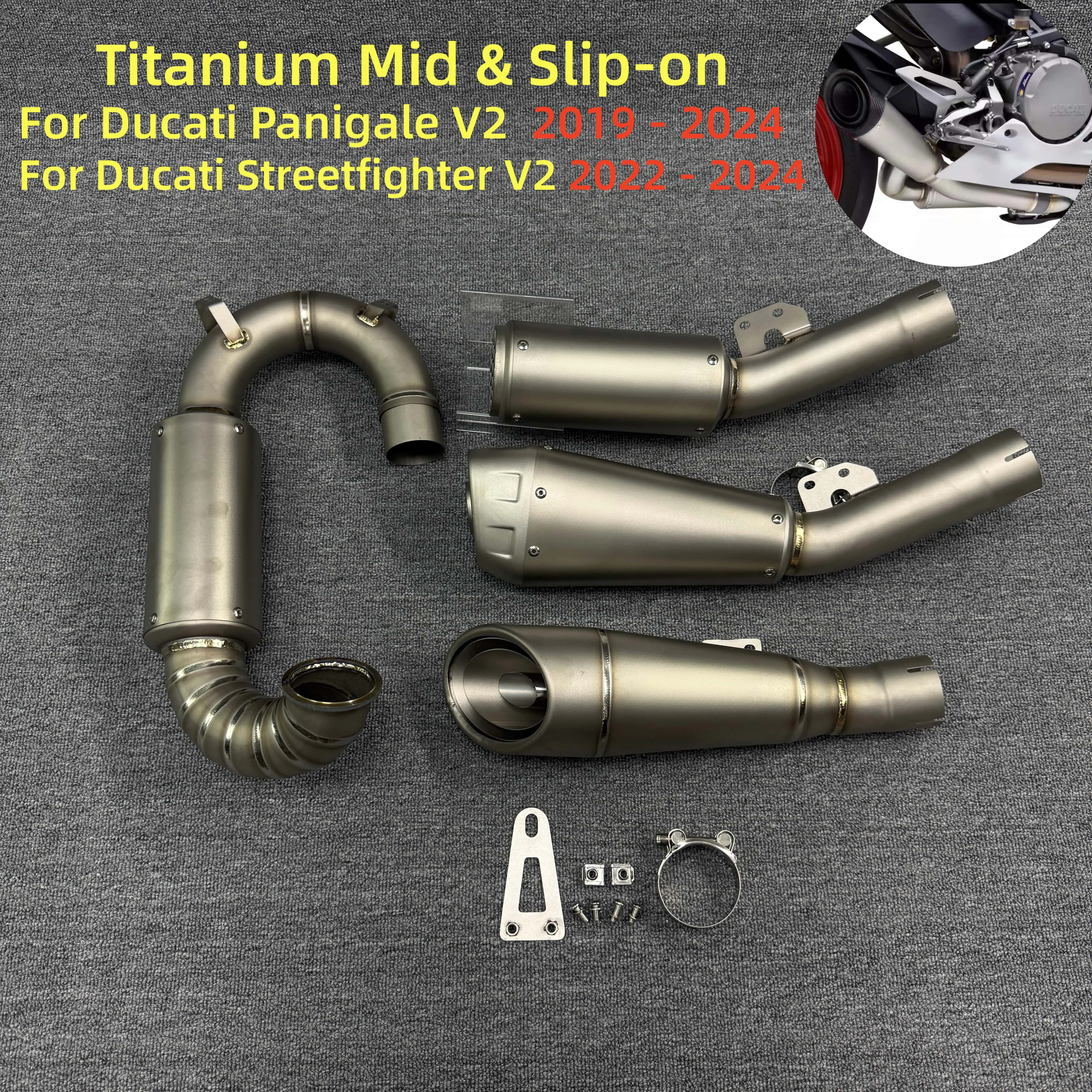 Slip On For Ducati Panigale V2 2019 - 2024 Streetfighter V2 2022 - 2024 Motorcycle Exhaust Escape Moto Muffler Middle Link Pipe