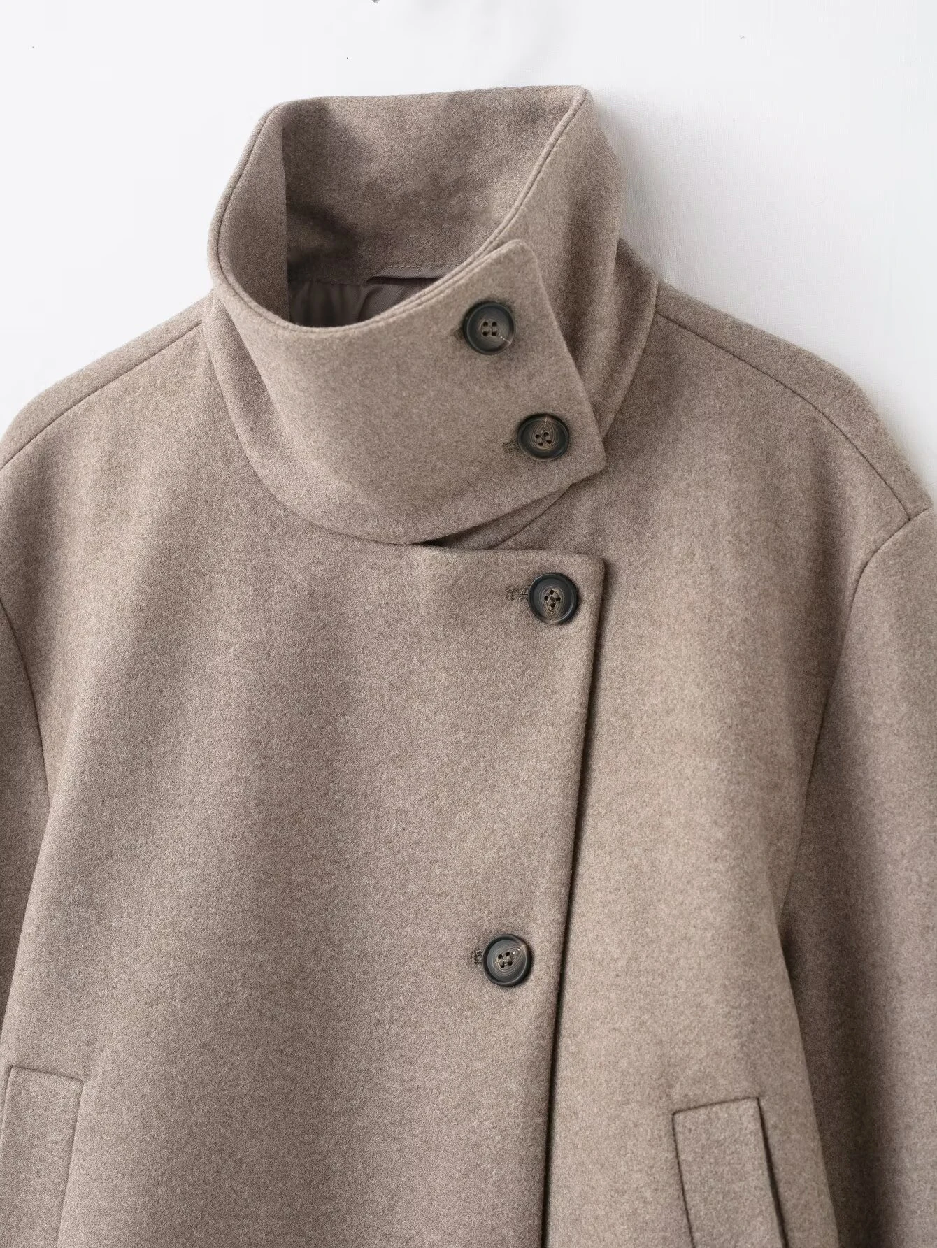 ZERAINS Winter new women's fashion breasted stand up collar long sleeved windproof short windbreaker jacket jacket