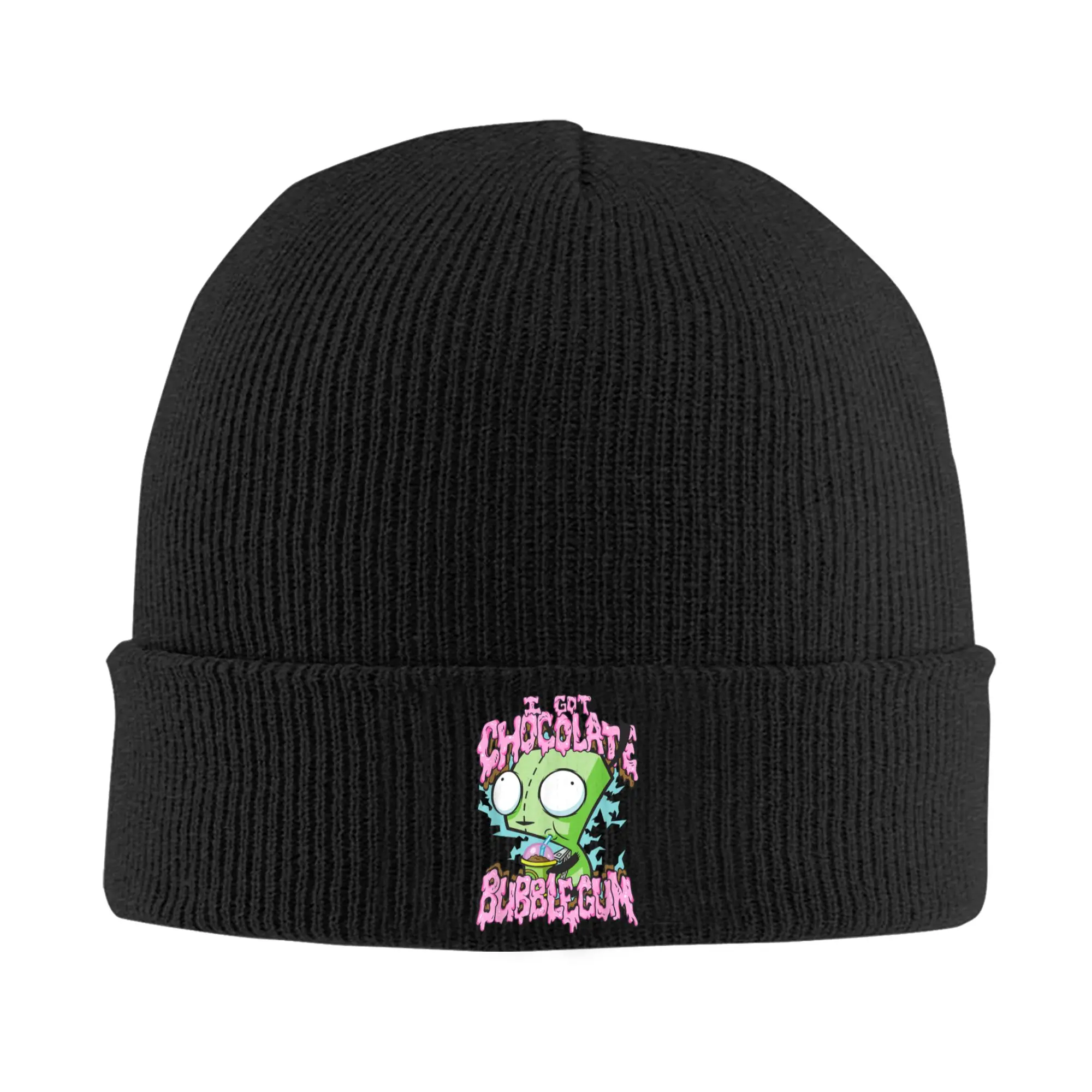 Invader Zim I Got Chocolate Hats Autumn Winter Skullies Beanies Baggy  Caps Female Male Acrylic Skullcap